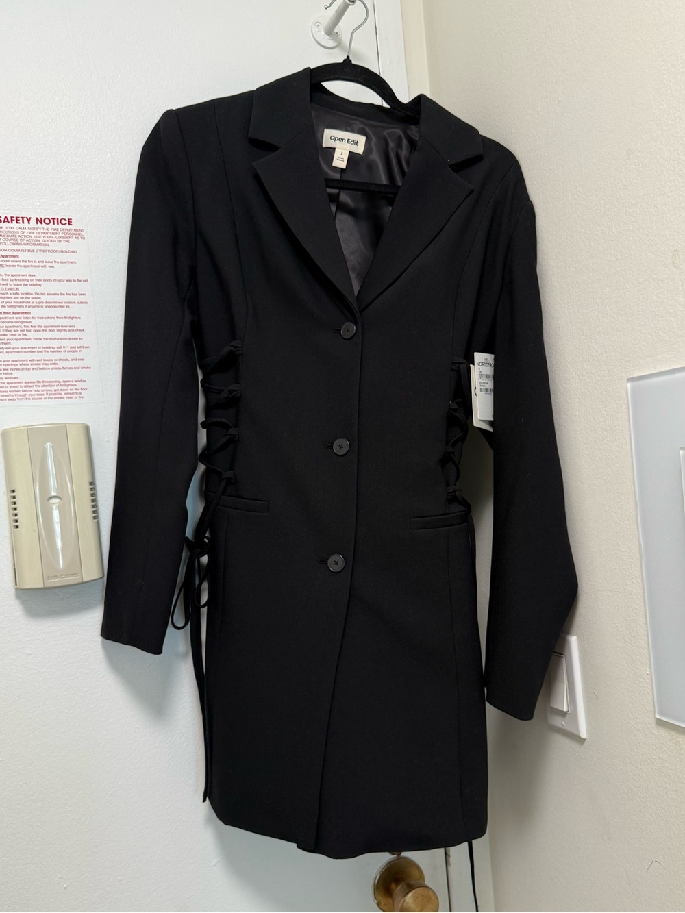 NWT Open Edit Lace Up Tailored Blazer Coat, Small